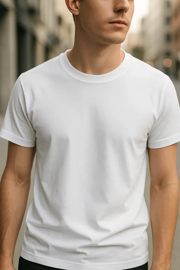 Tricou Clasic Round Neck Alb - imagine 8